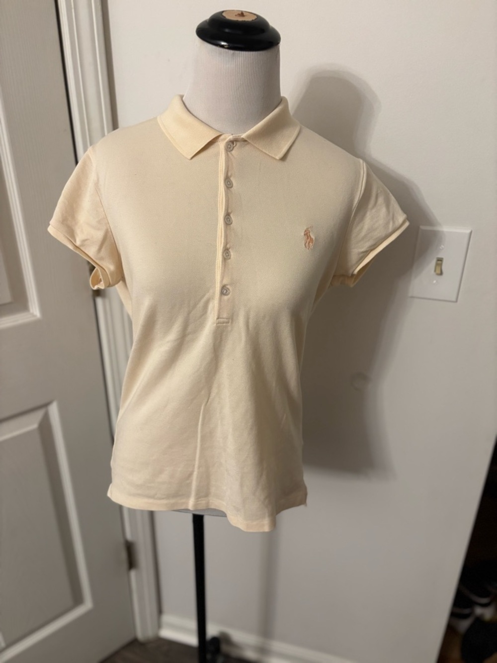 Ralph Lauren Women's Short Sleeve Polo in Pale Cream